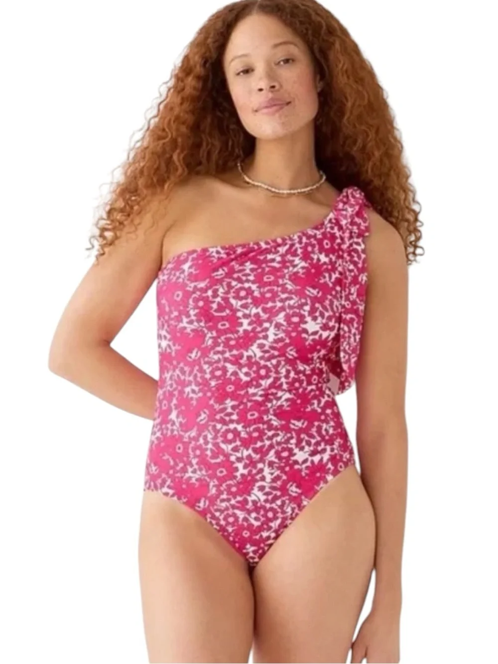 J. CREW Bow One-Shoulder Floral One-Peice Swimsuit in Bushing Meadow Size 16
